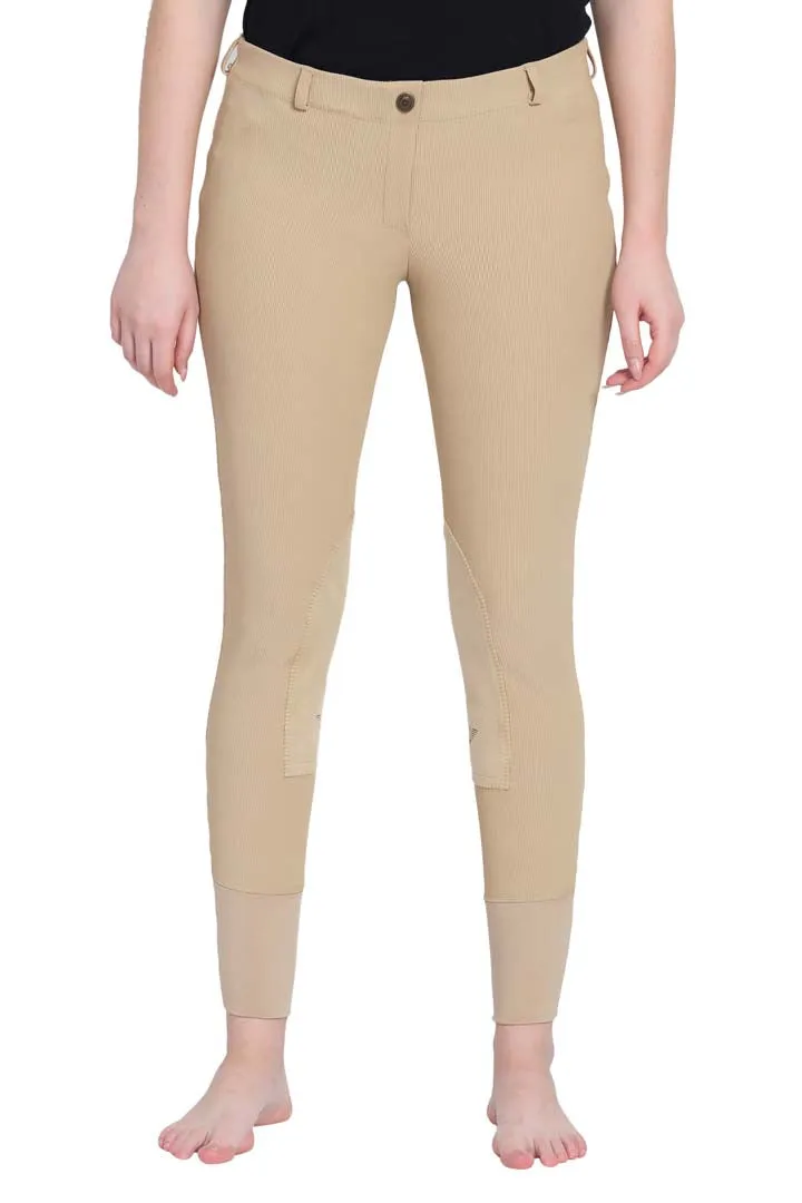 TuffRider Ladies Ribb Lowrise Pull-On Knee Patch Breeches