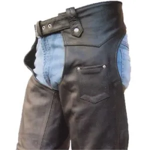 Unisex Plain Drum Dyed Naked Leather Motorcycle Chaps