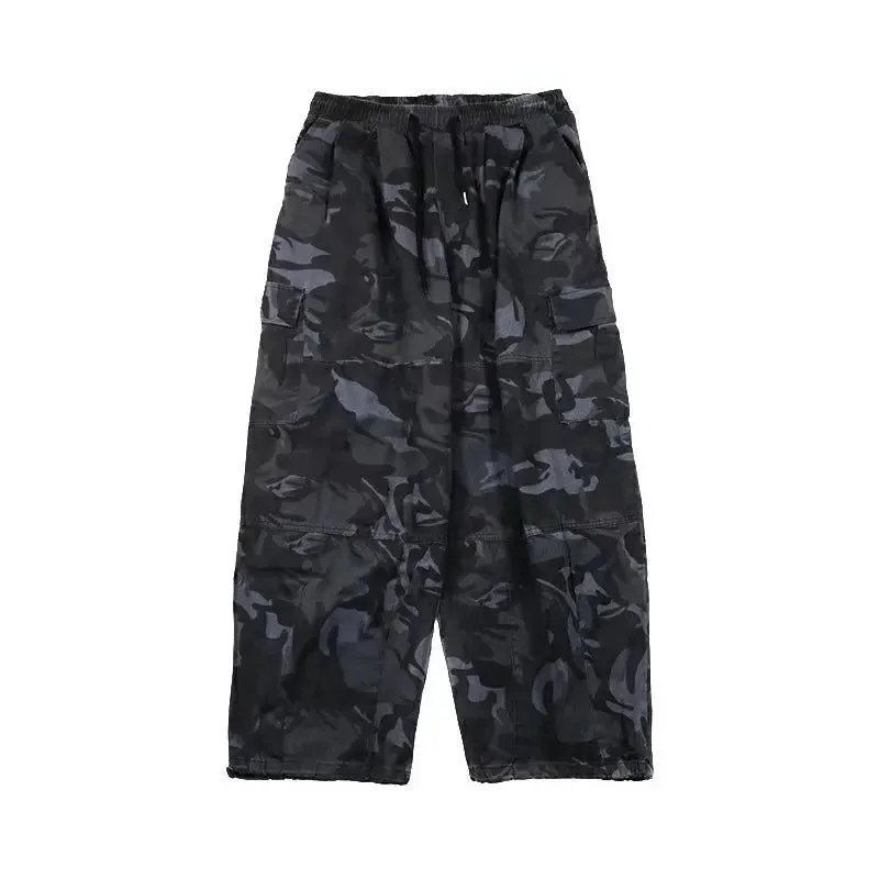 Wiaofellas  -  American Men's Overalls  Retro Trousers Camouflage Overalls  Wide-leg Pants Loose Straight-leg Pants Streetwear Men