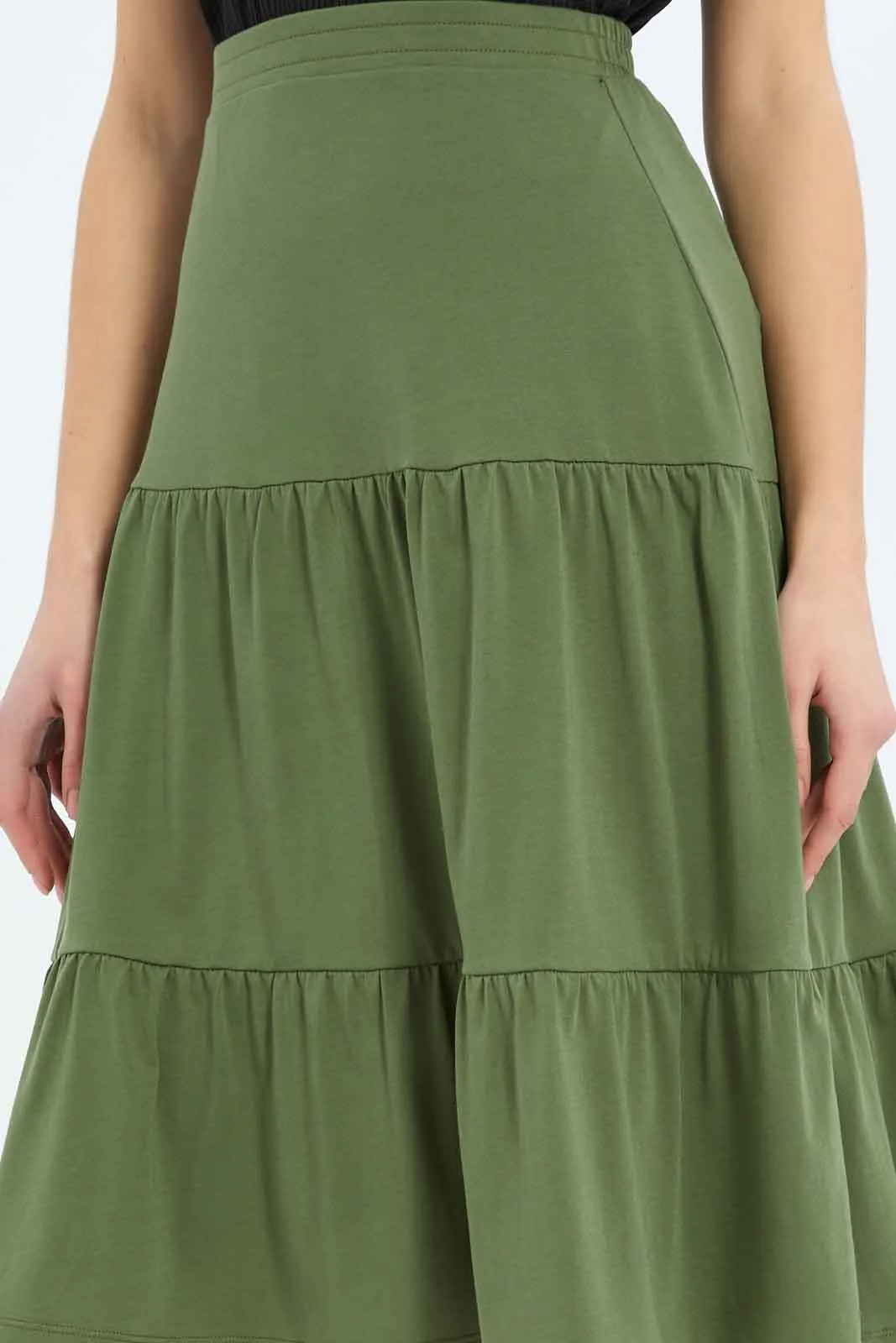 Women Olive Plain Skirt