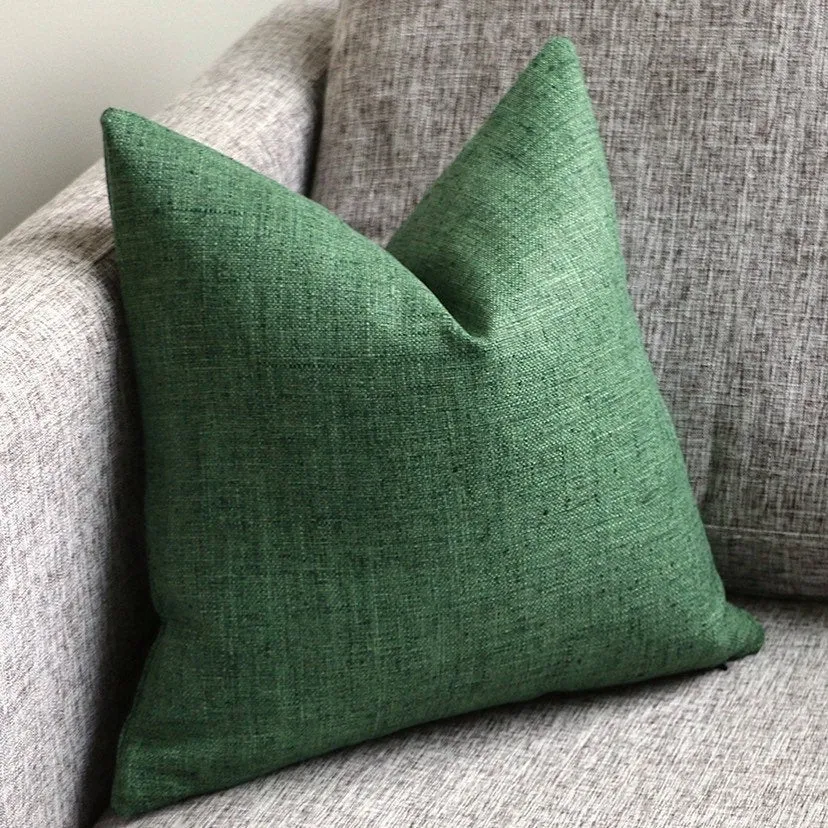 Woven Dark Green Pillow Cover