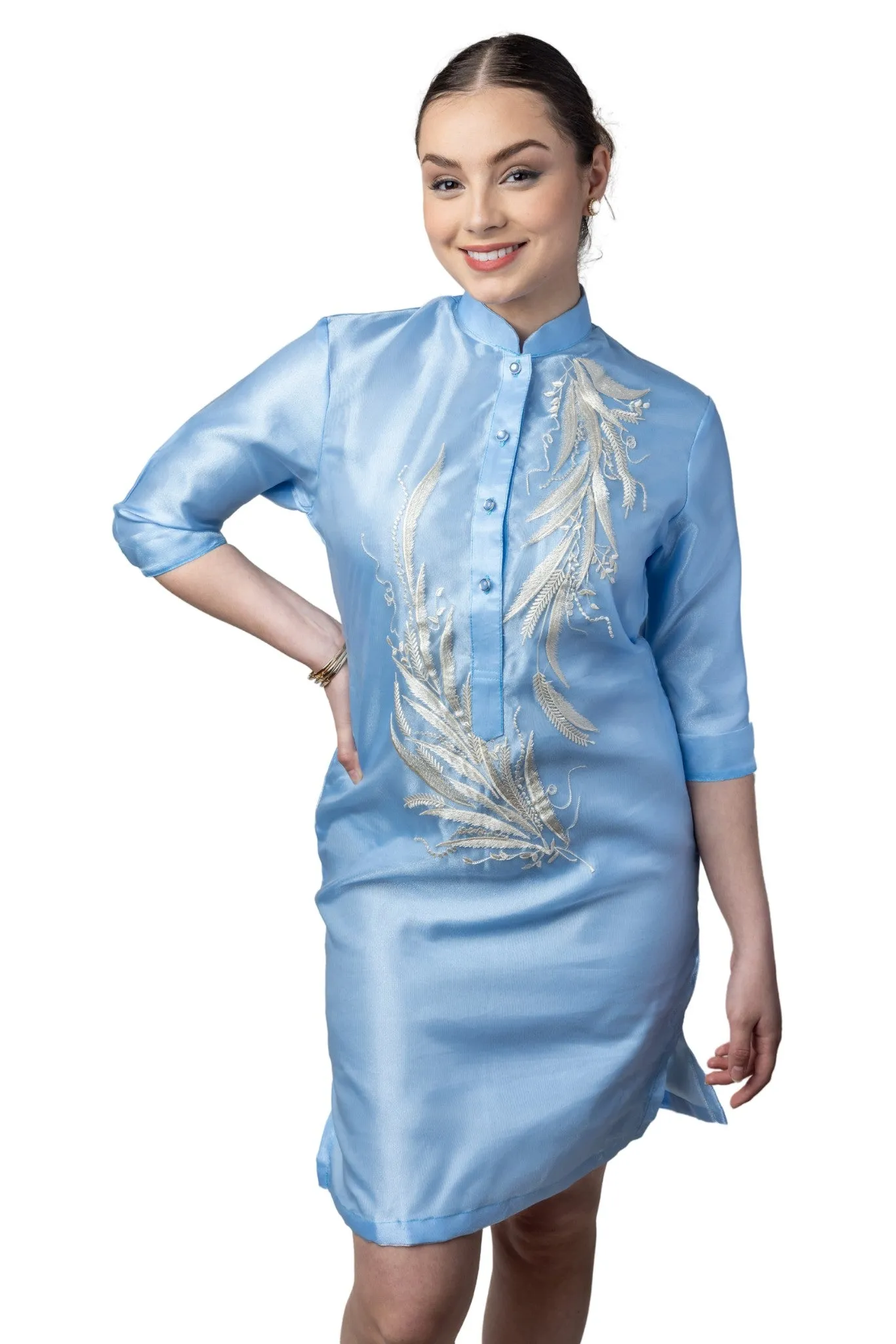 WV11 - Barong Tagalog Dress Blue - Filipiniana