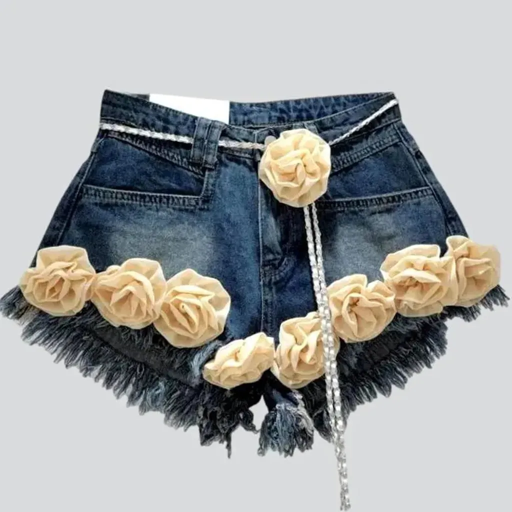 Y2k embellished denim shorts for women