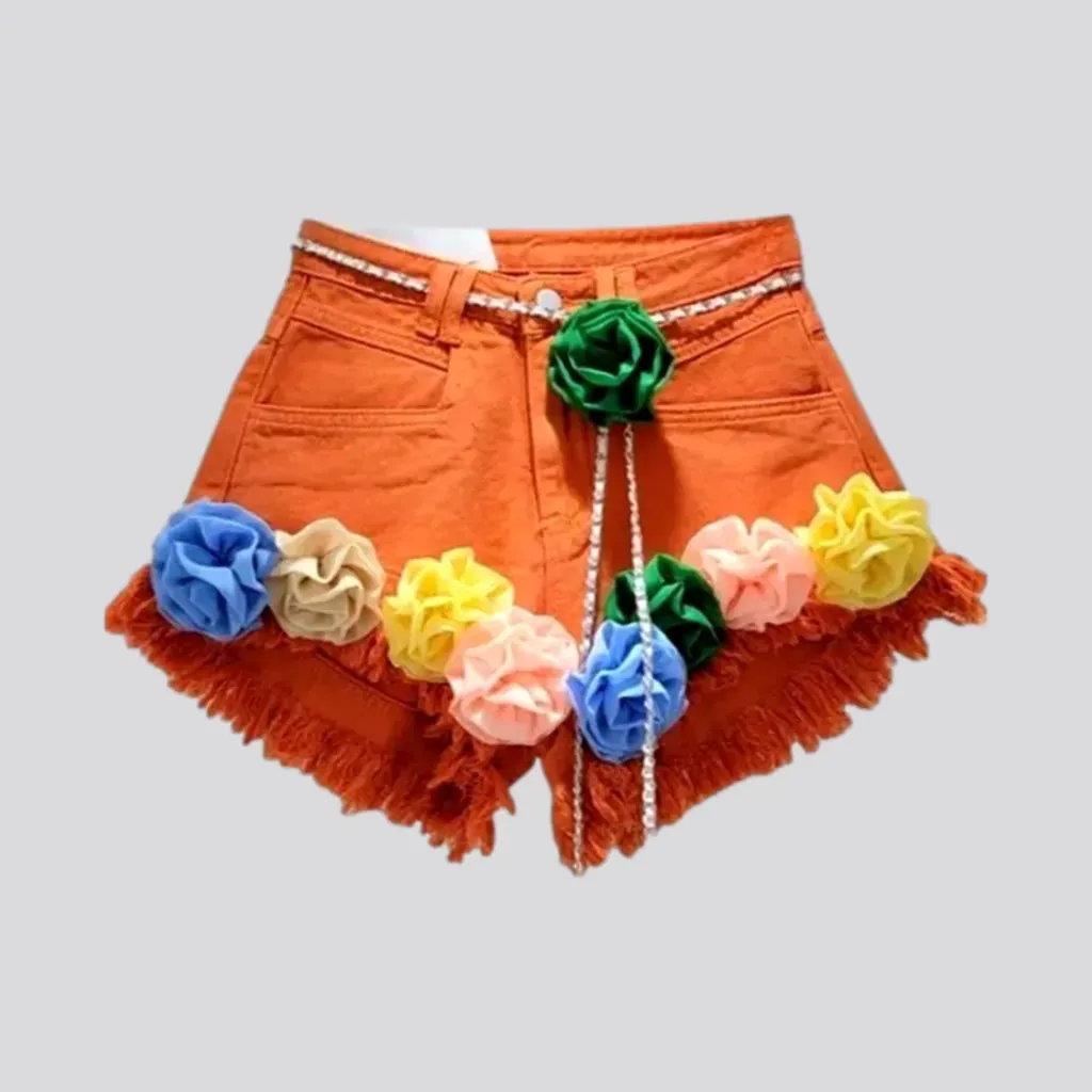 Y2k embellished denim shorts for women