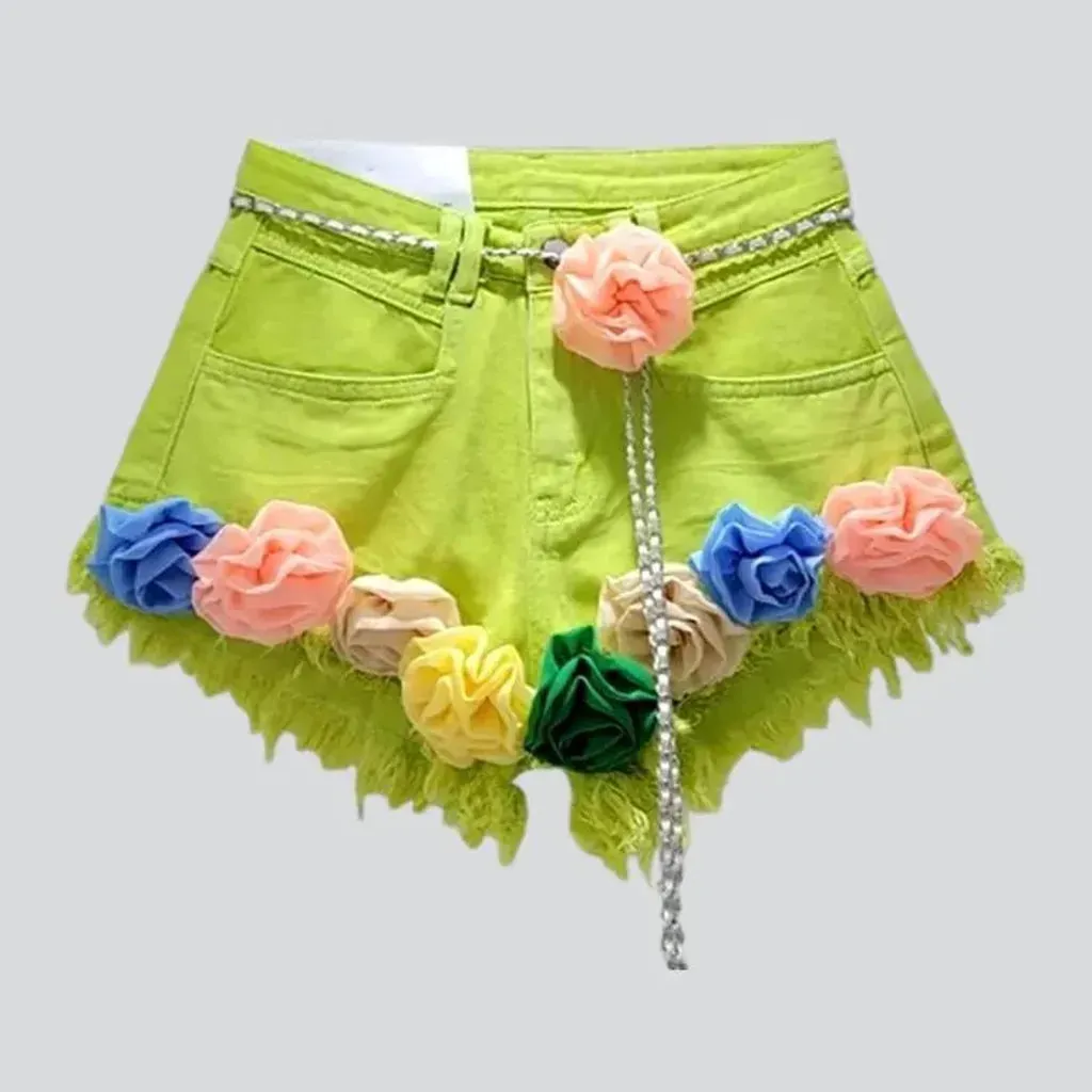 Y2k embellished denim shorts for women