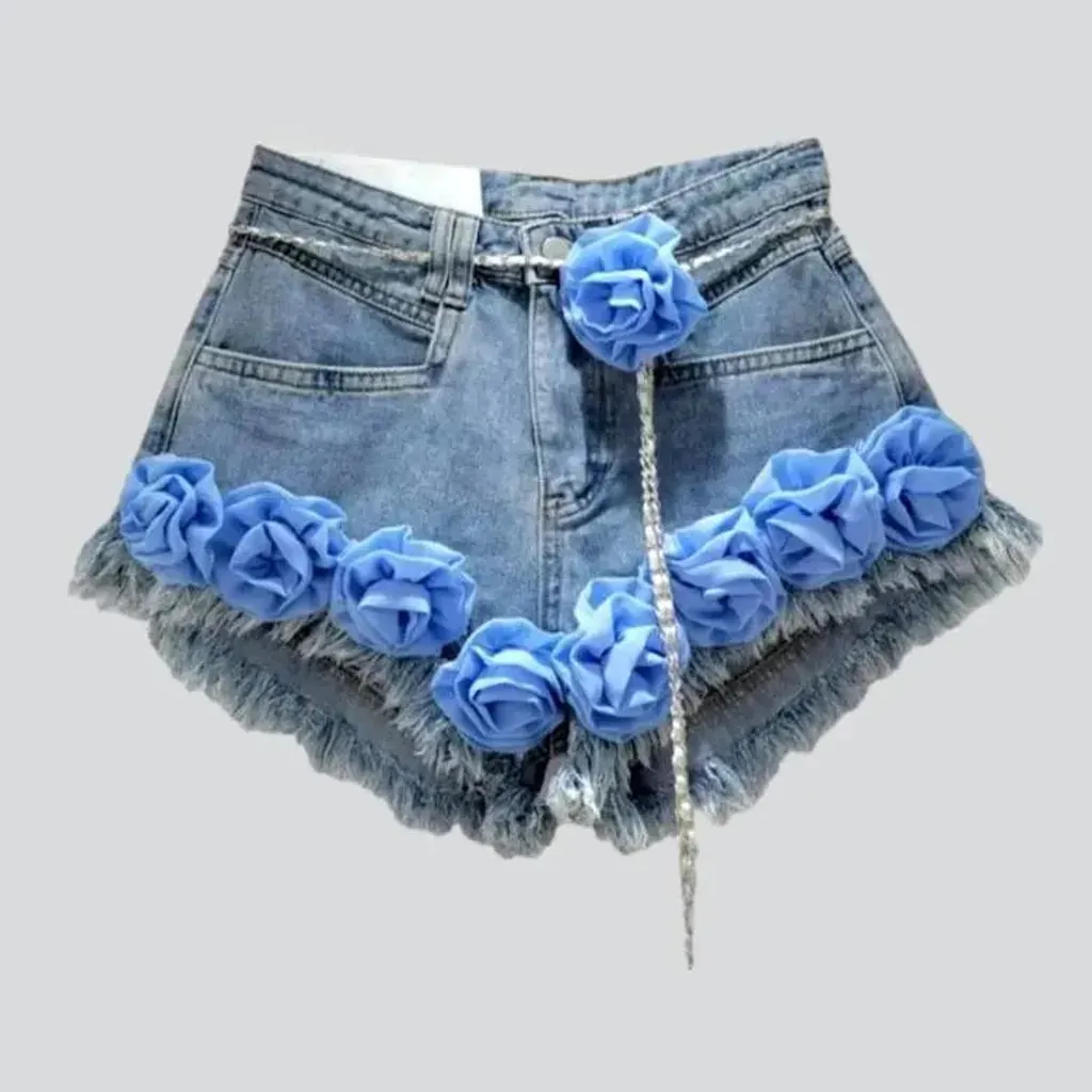 Y2k embellished denim shorts for women